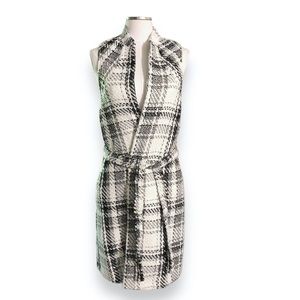 BCBGENERATION Black & White Plaid Blanket Vest Wrap Coat